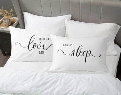 Pillow Talk Pillowcases - Let Me Sleep by QE Home  (White)