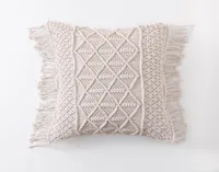 Macramé Square Cushion Cover, White, 18" x 18"