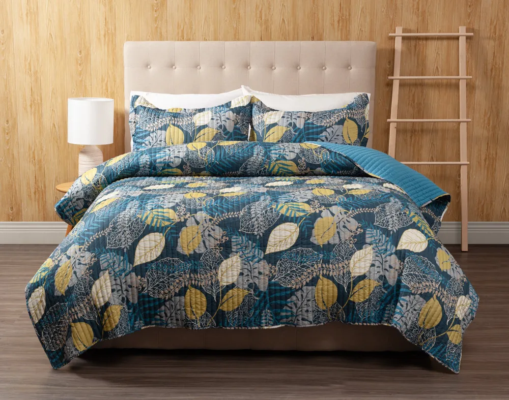 Fronds Recycled Polyester Coverlet Set**