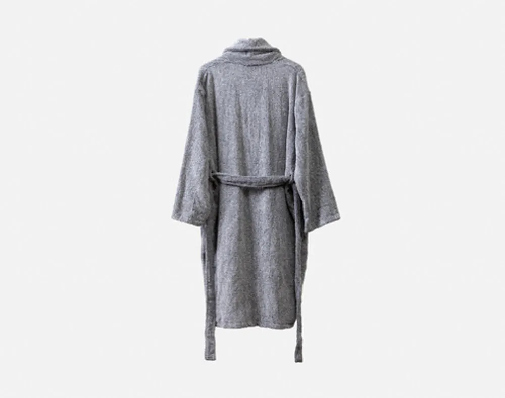 Charcoal Infused Cotton Bathrobe, Grey, Large