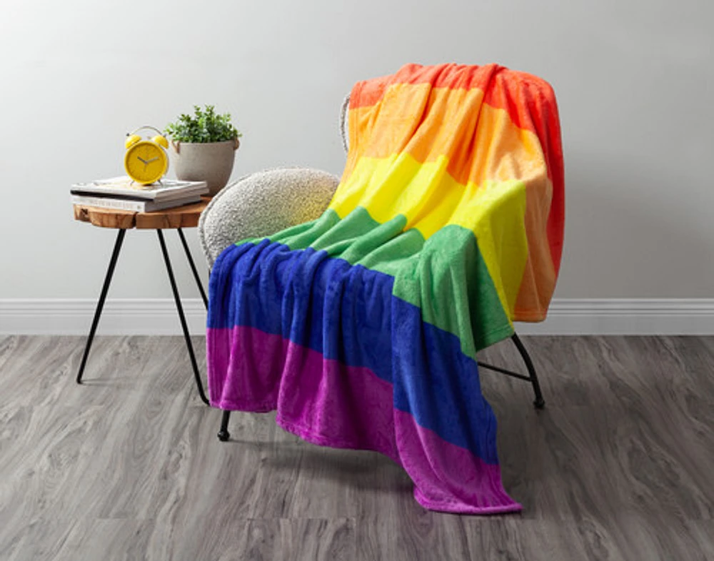 Pride Rainbow Fleece Throw, Geometric, Red