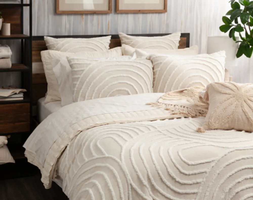 Sonrisa Duvet Cover, Cotton, Geometric, White,