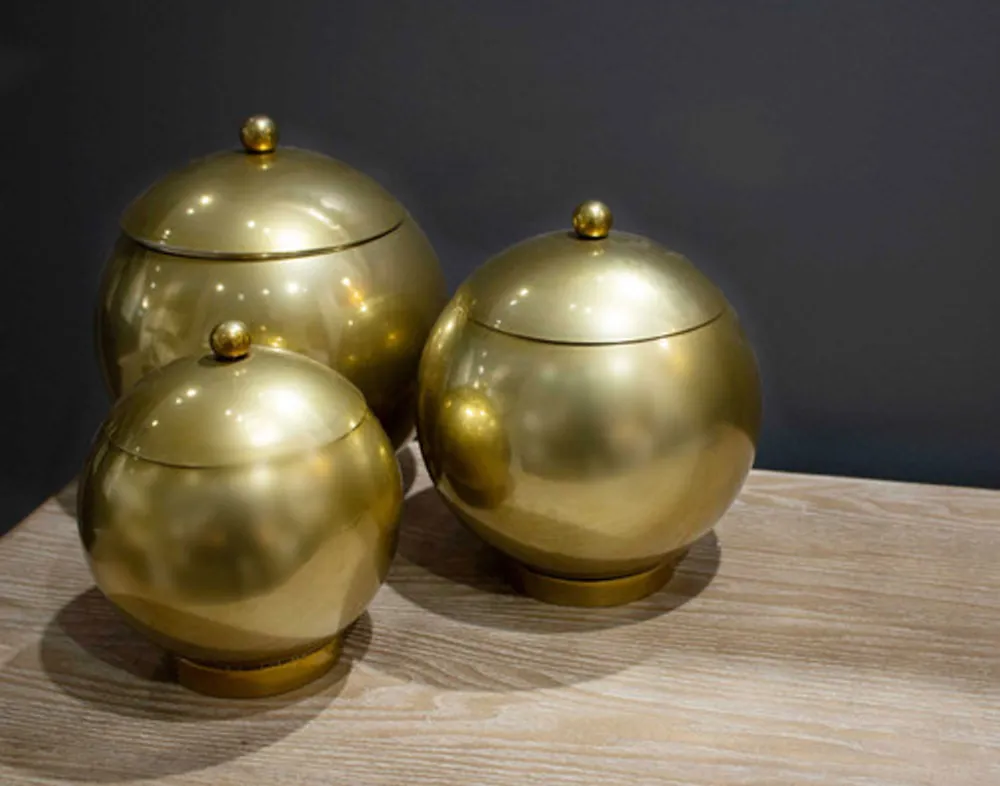 Eseld Metal Jars (Set of 3), Gold