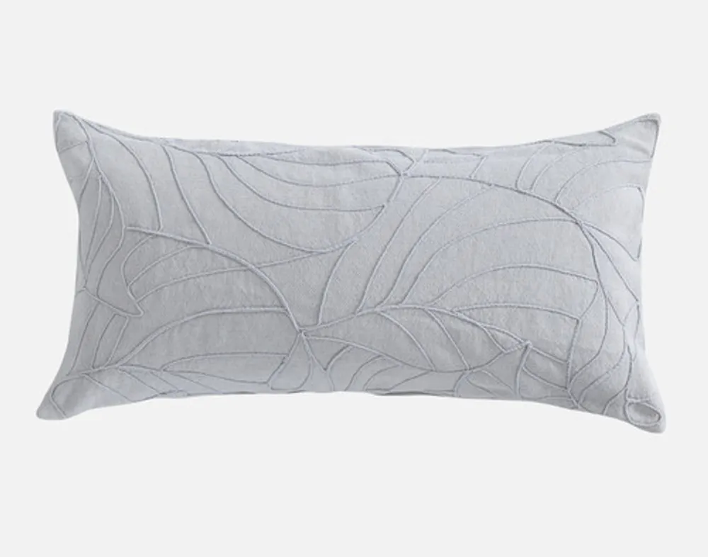 Tamarak Boudoir Pillow Cover, Botanical, Grey, 24" x 12"