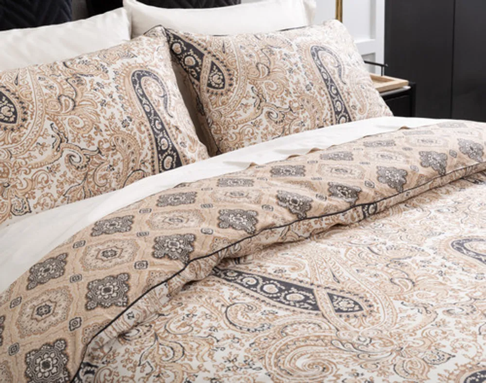 Lansdowne Duvet Cover, Paisley, GOTS Certified, Beige,