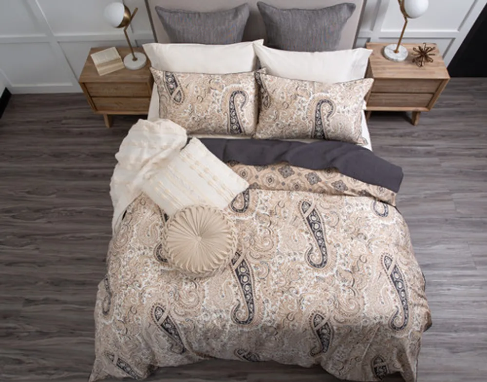 Lansdowne Duvet Cover, Paisley, GOTS Certified, Beige,