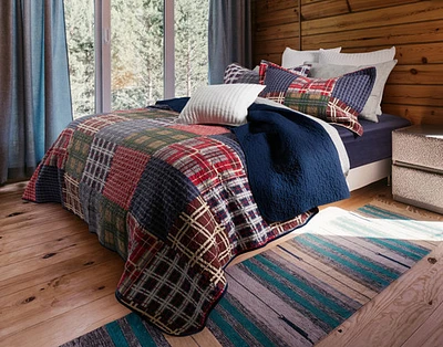 Harrison Cotton Quilt Set, Geometric, Blue, King