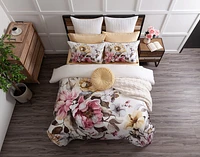 Braganza Duvet Cover, TENCEL Lyocell, Floral, White,