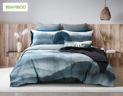 Horizons Duvet Cover, Cotton, Bamboo Scenic, Green,