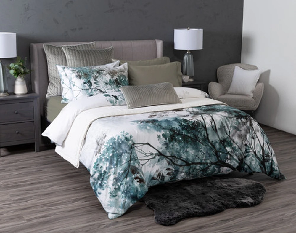 Canopy Duvet Cover, TENCEL Lyocell, Botanical, Green,