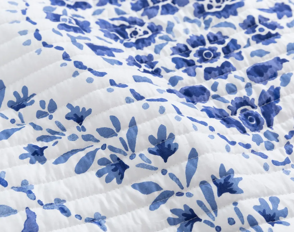 Blue Willow Recycled Polyester Coverlet Set**