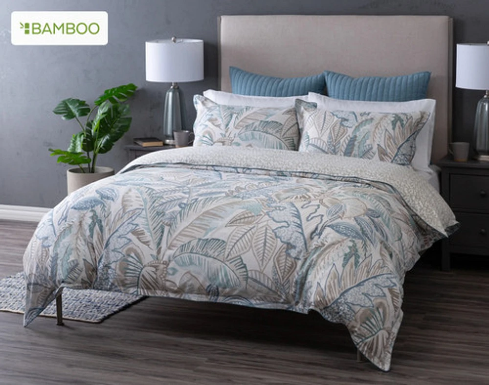 Lolana Duvet Cover, Botanical, Blue, Queen