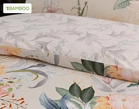 Cabana Duvet Cover, Bamboo Cotton, Floral, White,