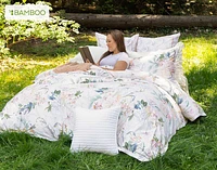 Cabana Duvet Cover, Bamboo Cotton, Floral, White,
