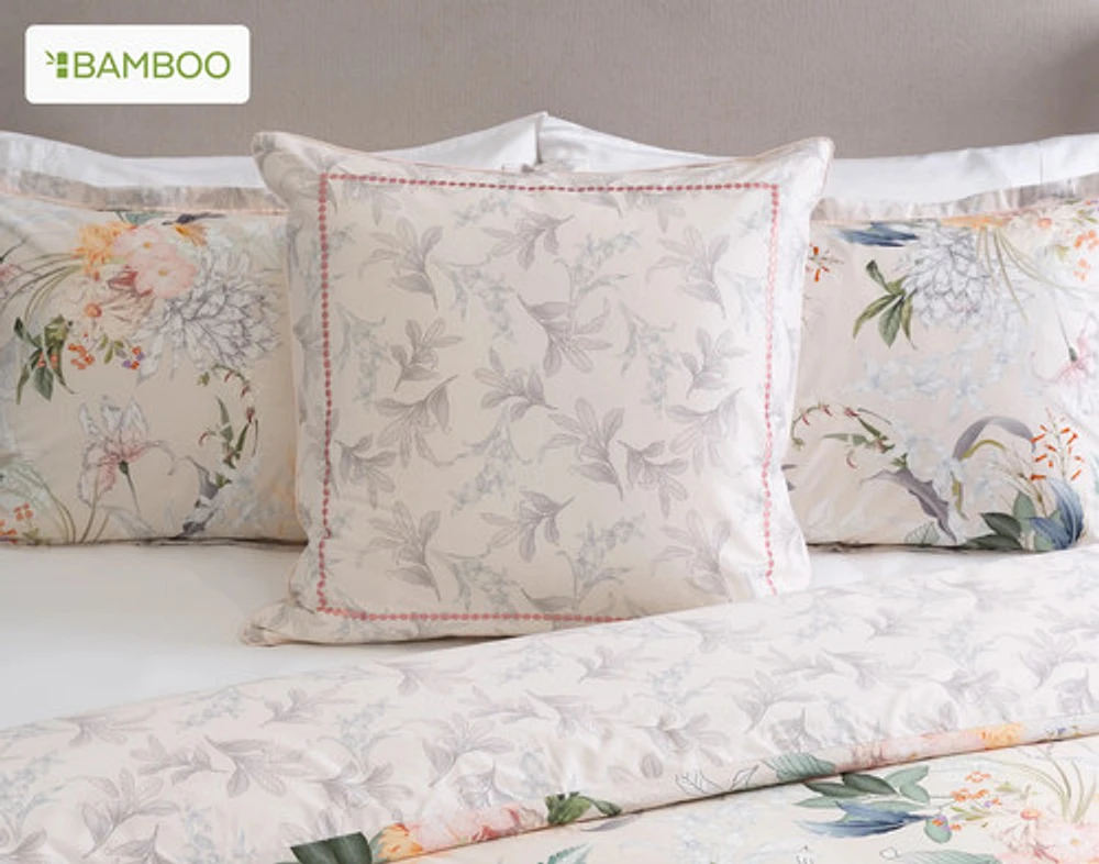 Cabana Euro Sham, Floral, White, 26" x 26"