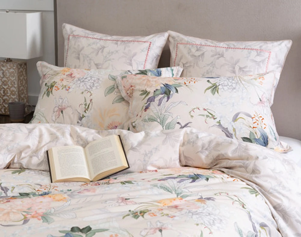Cabana Euro Sham, Floral, White, 26" x 26"