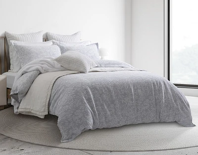 Tavira Duvet Cover, Cotton, Botanical, Grey, King