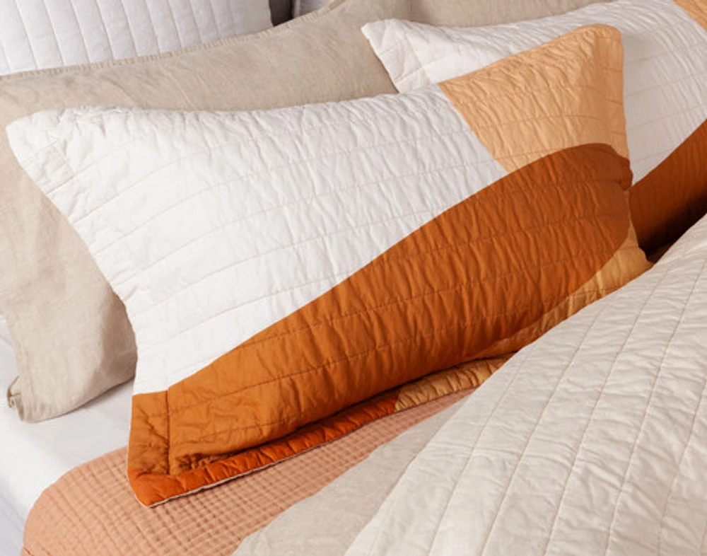 Golden Hills Cotton Quilt Set, Scenic, Orange, King