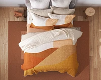 Golden Hills Cotton Quilt Set, Scenic, Orange, King