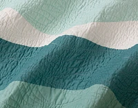 Ocean Waves Cotton Quilt Set, Scenic, Green,