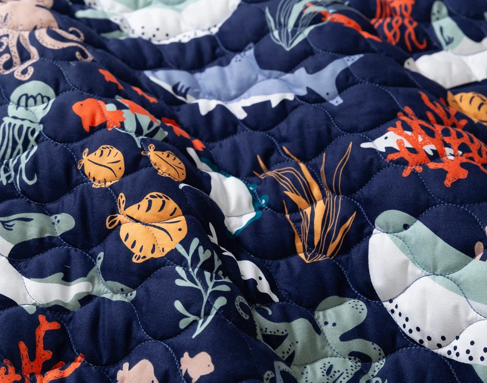 Sea Creatures Recycled Polyester Coverlet Set**