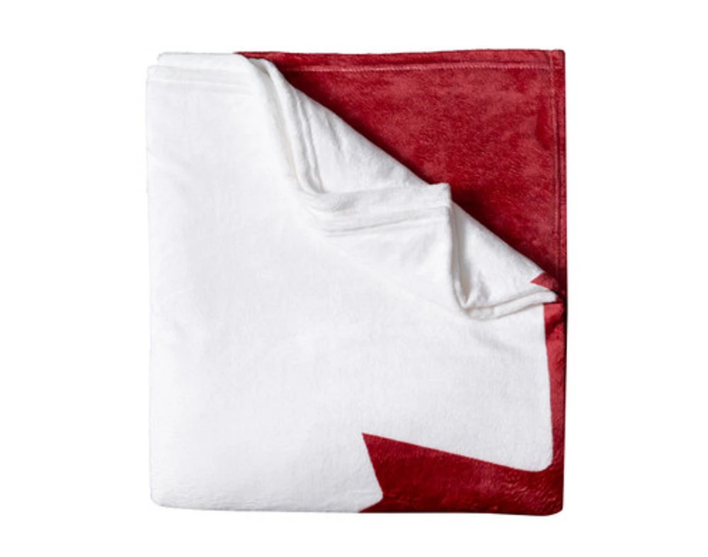 Canada Flag Fleece Throw, Scenic, White