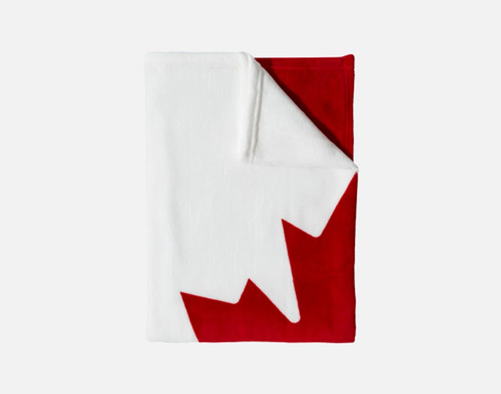 Canada Flag Fleece Throw, Scenic, White