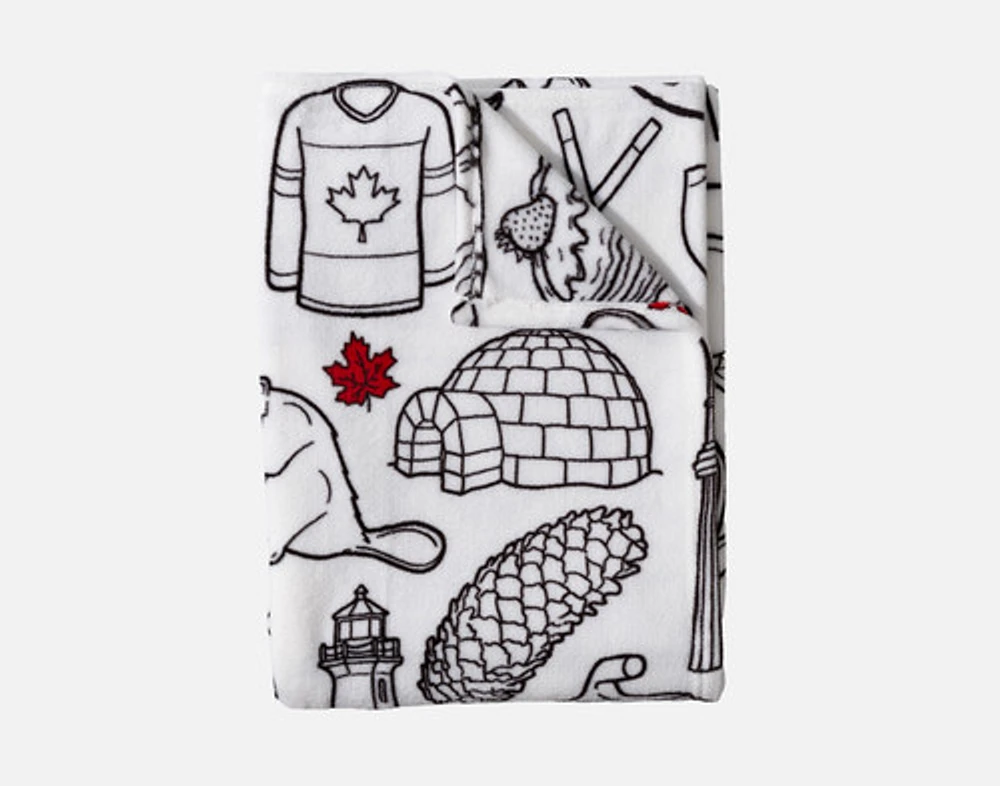 Welcome To Canada Fleece Throw, Scenic, White