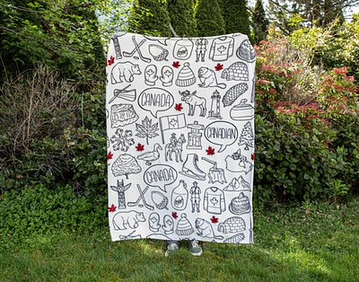 Welcome To Canada Fleece Throw, Scenic, White