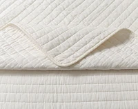 Rori Stitched Stripe Cotton Quilt Set, White, Queen