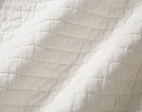 Rori Stitched Stripe Cotton Quilt Set, White, Queen