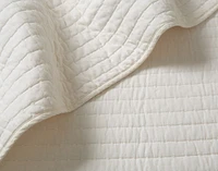 Rori Stitched Stripe Cotton Quilt Set, White, Queen