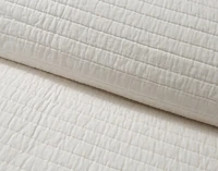 Rori Stitched Stripe Cotton Quilt Set, White, Queen