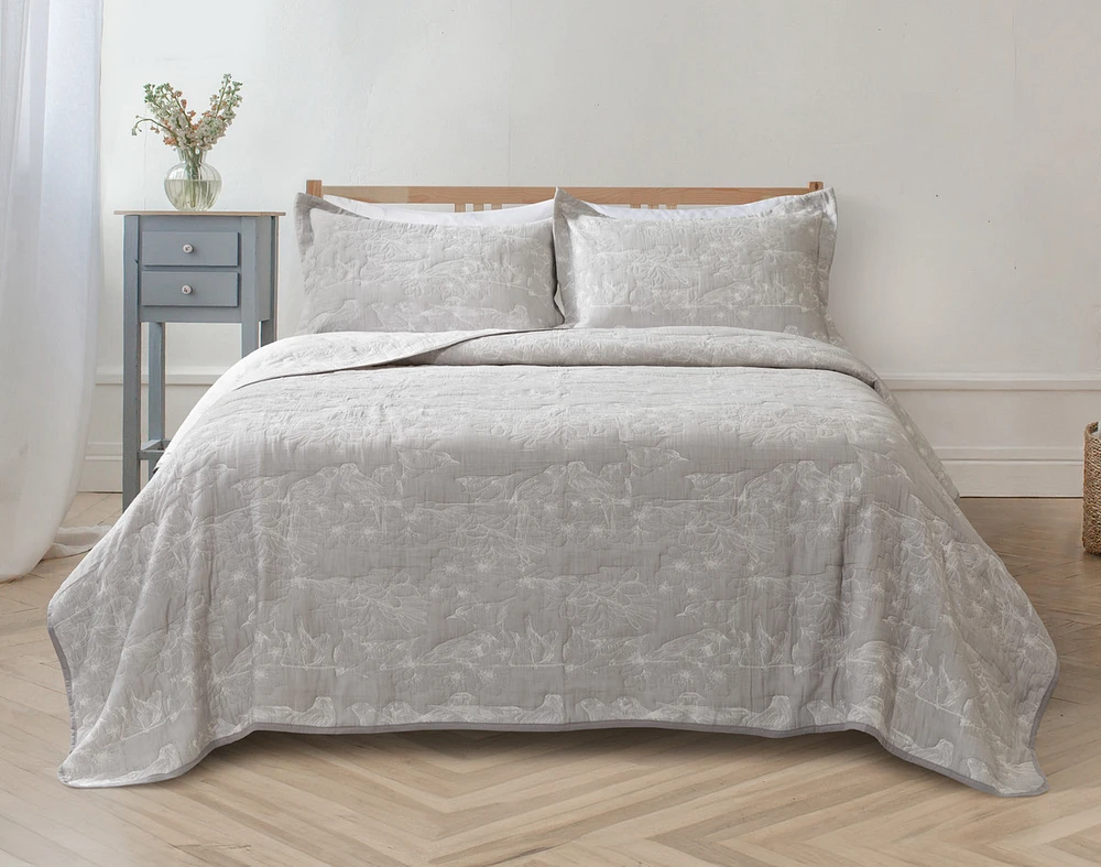 Wren Cotton Jacquard Quilt Set