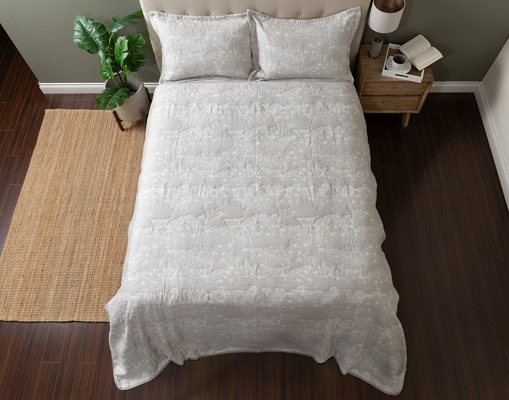 Wren Cotton Jacquard Quilt Set