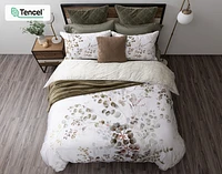 Sasha Botanical Duvet Cover, TENCEL Lyocell, Botanical, White,
