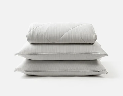 3-Piece Cool Bedding For Hot Sleepers Bundle - Ash Stripe, Geometric, Beige
