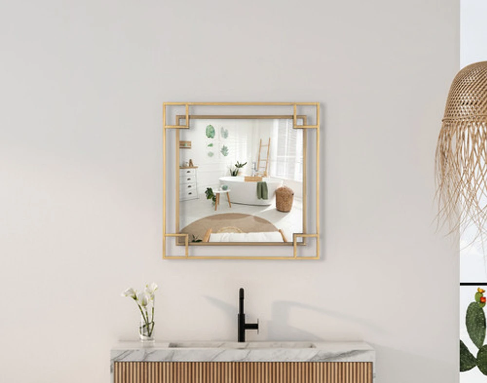 Myla Metal Frame Wall Mirror, Scenic, Gold