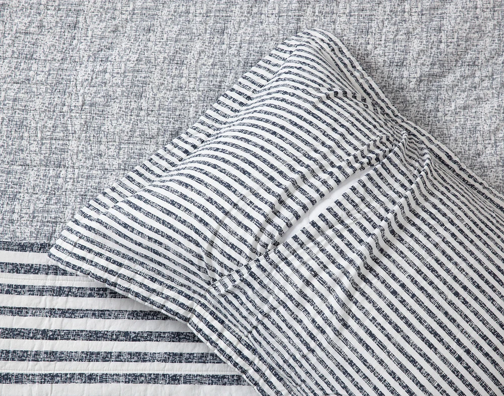 Delray Striped Cotton Quilt Set