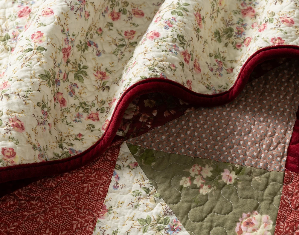 Clara Velvet Patchwork Quilt Set