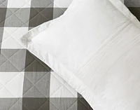 Wellington Pine Gingham Cotton Quilt Set, Geometric, Grey,