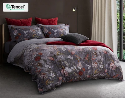 Renoir Floral Duvet Cover, TENCEL Lyocell, Floral, Purple,