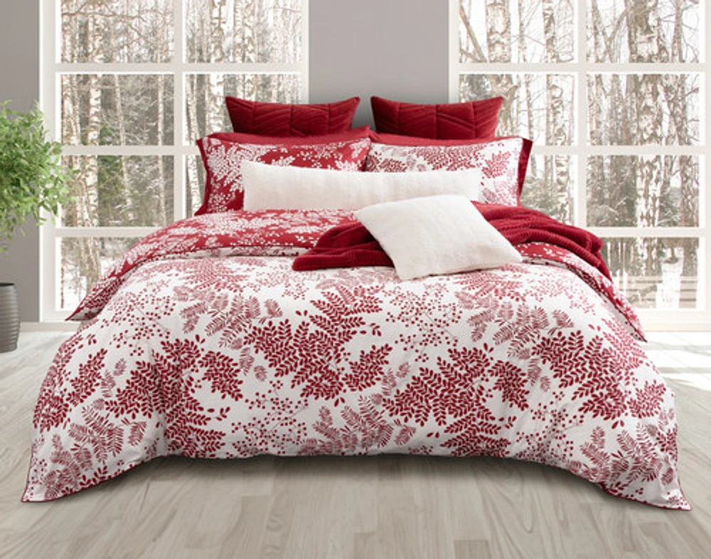 Hayberry Duvet Cover, Cotton, Botanical, Red, Twin