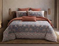 Mahara Duvet Cover, Cotton, Floral, Blue,