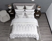 Metropolitan Duvet Cover, Cotton, Geometric, Grey,