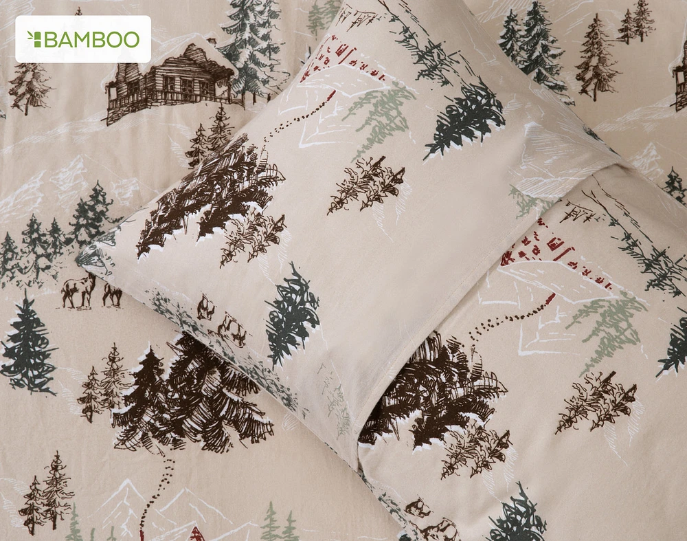 Bamboo Cotton Flannel Duvet Cover Set - Mountain Hut