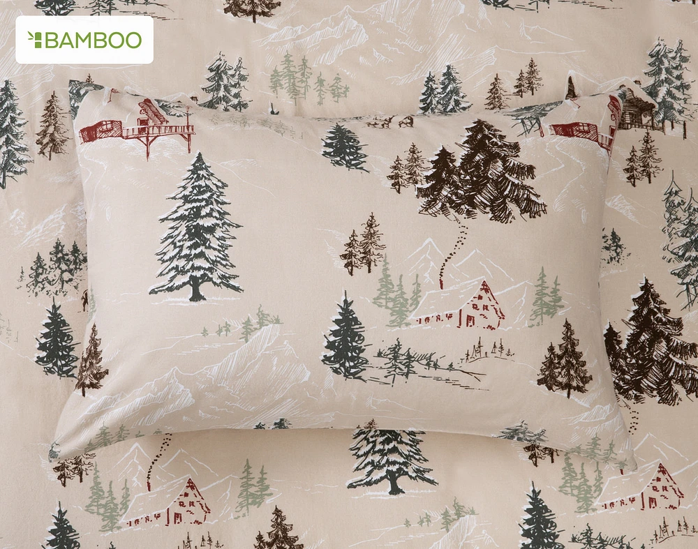 Bamboo Cotton Flannel Duvet Cover Set - Mountain Hut