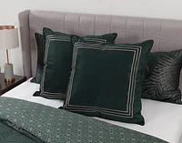 Astra Velvet Duvet Cover, Cotton, Botanical, Green,