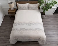 Striation Duvet Cover, Geometric, Beige, Double