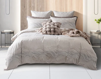 Striation Duvet Cover, Cotton, Geometric, Beige,
